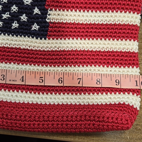 The SAK-Red/White/Blue Flag Crochet Knit Patriotic Shoulder Bag Satchel - Picture 15 of 16